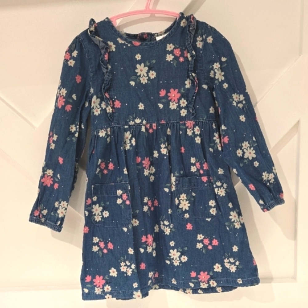 Blue and Pink Casual Long Sleeve Sundress